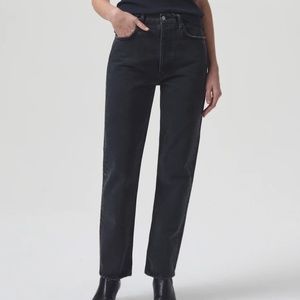 AGOLDE 90S PINCH WAIST HIGH RISE STRAIGHT JEANS (BLACK TEA)